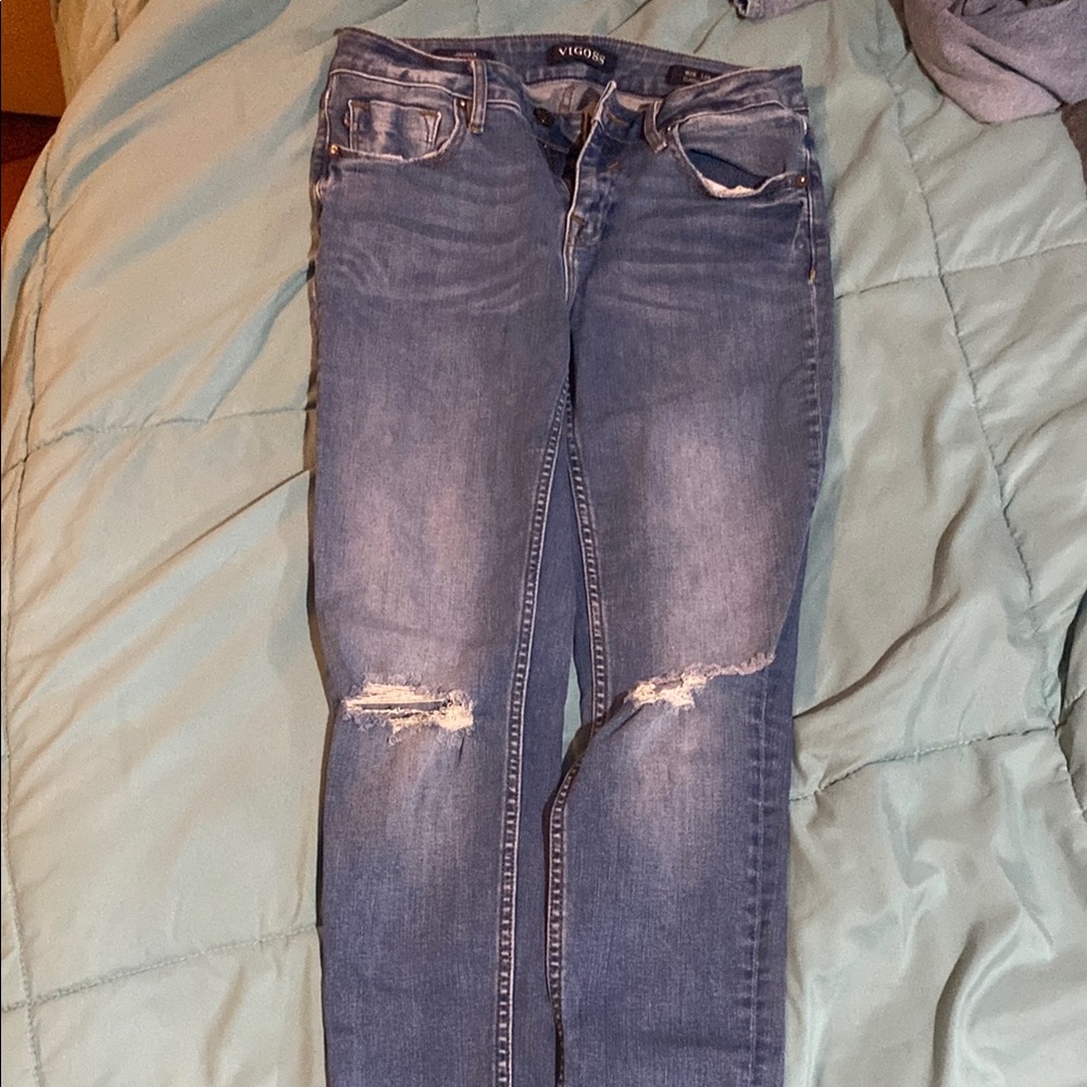 Vigoss Blue Skinny Jeans Distressed Style